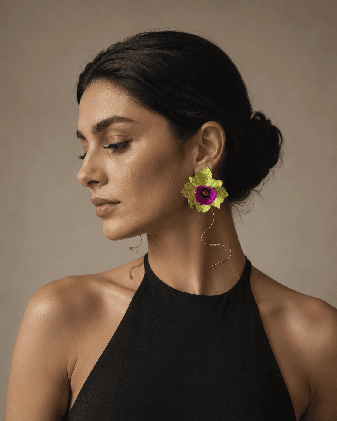 Hanging earring — worn