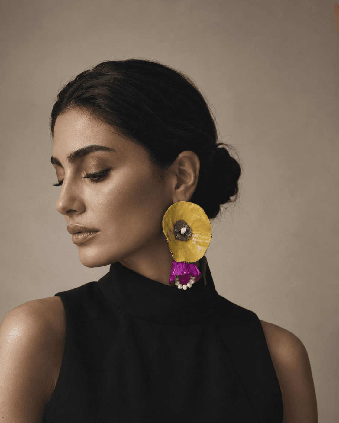 Statement earring — worn